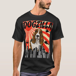 Funny Retro Japansk Dogzilla Basset Hound T Shirt