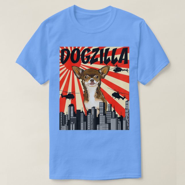 Funny Retro Japansk Dogzilla Brown Chihuahua T Shirt (Design framsida)