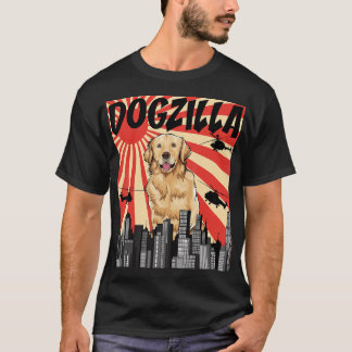 Funny Retro japansk Dogzilla Golden Retriever Gif T Shirt