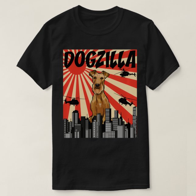 Funny Retro Japansk Dogzilla Irish Terrier Pullov T Shirt (Design framsida)