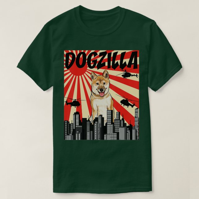 Funny Retro Japansk Dogzilla Shiba Inu T Shirt (Design framsida)