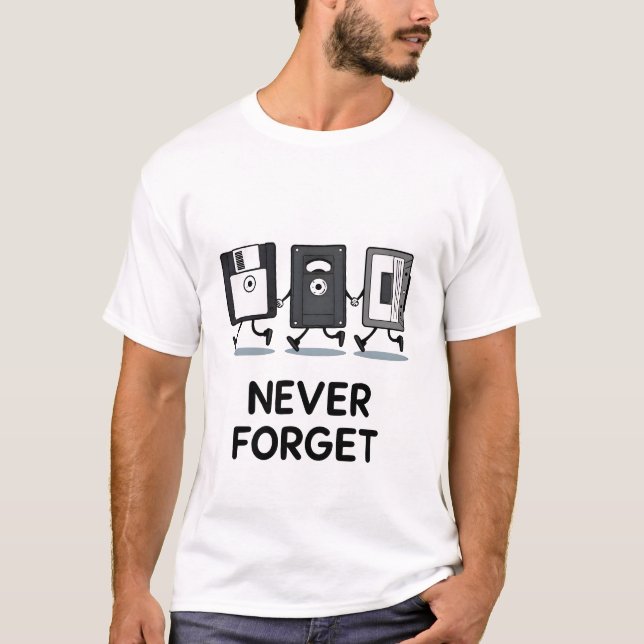Funny Retro-lagringsenhet - diskett, VHS, kassett T Shirt (Framsida)