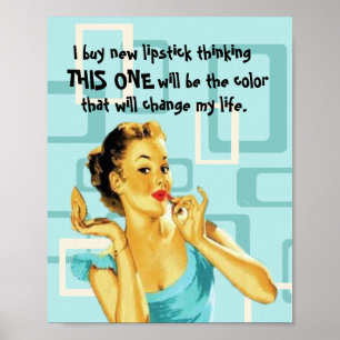 Funny Retro Lipstick Älskare Poster