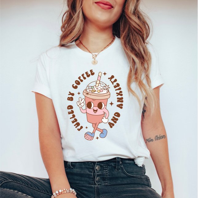 Funny Retro Mental Health Quote Fueled by Anxiety T Shirt (Skapare uppladdad)