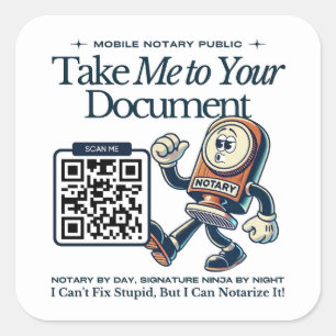 Funny Retro Mobile Notary Public Marknadsföring Fyrkantigt Klistermärke