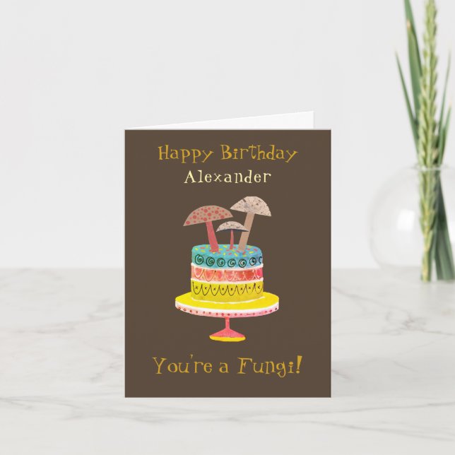 Funny Retro Mushroom Pun Cute Fungi Birthday Kort (Framsida)