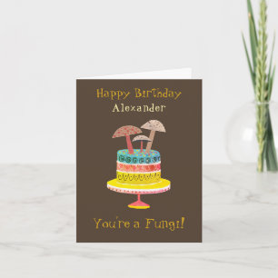 Funny Retro Mushroom Pun Cute Fungi Birthday Kort