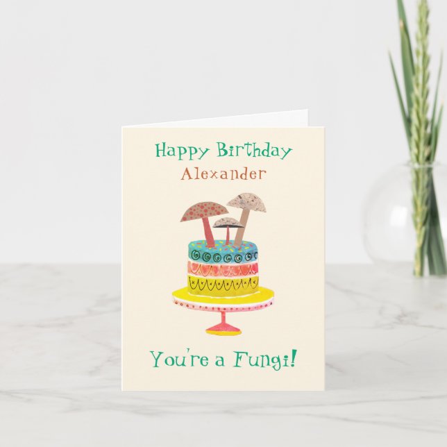 Funny Retro Mushroom Pun Cute Fungi Birthday Kort (Framsida)