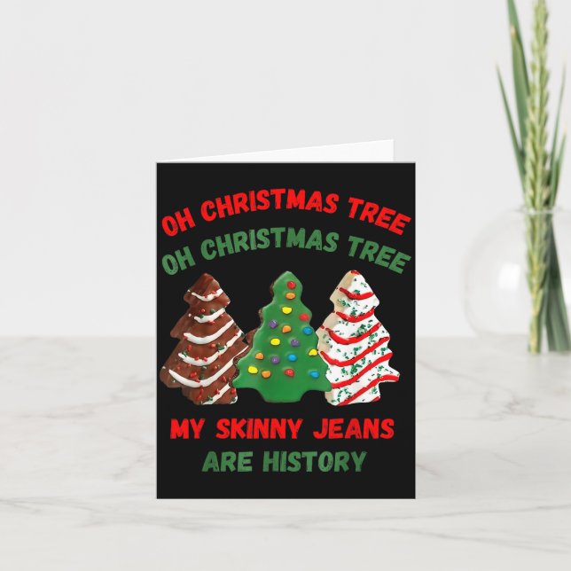 Funny Retro Oh Christmas Tree My Skinny Jeans Are  Kort (Framsida)