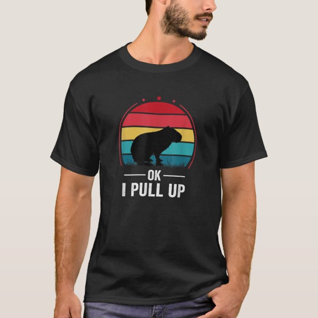 Funny Retro Ok, jag drar upp Capybara Meme Cute Ca T Shirt (Framsida)