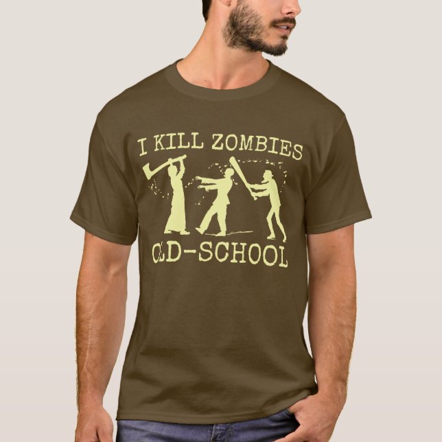 Funny Retro Old school Zombie Killer Hunter Tröja (Framsida)