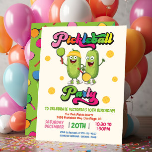 Funny Retro Pickleball Party Inbjudningar
