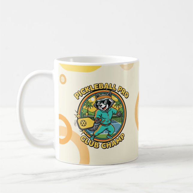 Funny Retro Pickleball Raccoon Gift Kaffemugg (Vänster)