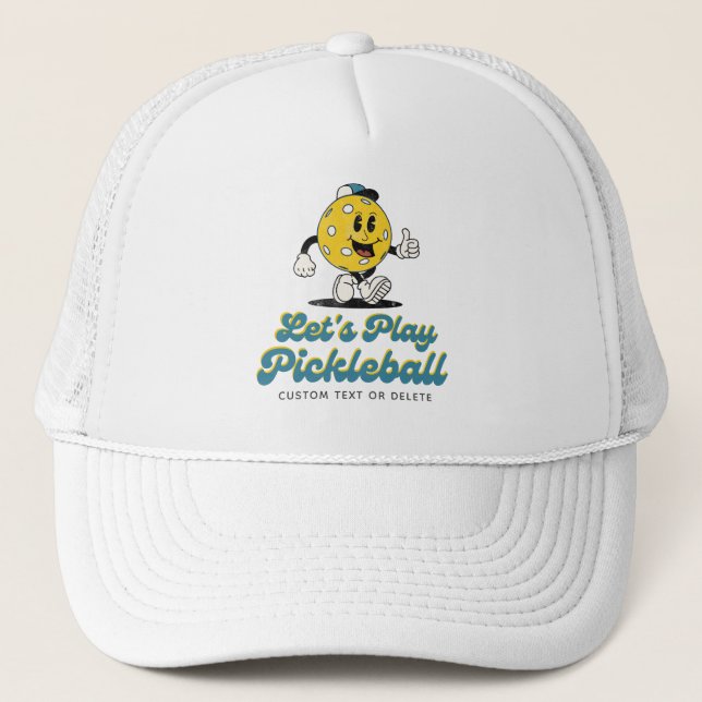 Funny Retro Pickleball Tecknad Mascot Anpassningsb Keps (Framsida)