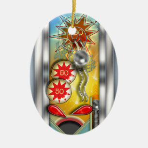 Funny Retro Pinball Maskin Personlig Julgransprydnad Keramik