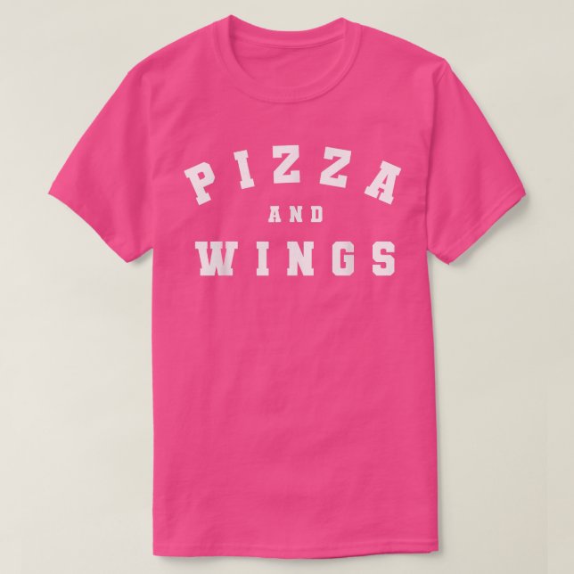 Funny Retro Pizza & Wings Varsity College Style Bu T Shirt (Design framsida)