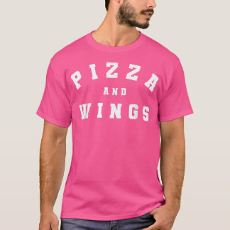 Funny Retro Pizza & Wings Varsity College Style Bu T Shirt