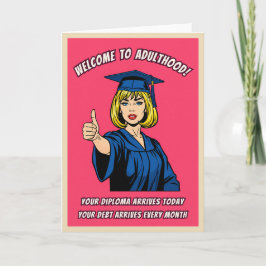 Funny Retro Pop Art College Graduation Humor Kort