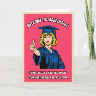 Funny Retro Pop Art College Graduation Humor Kort