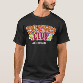 Funny Retro Procrastination Club Rainbow  T Shirt