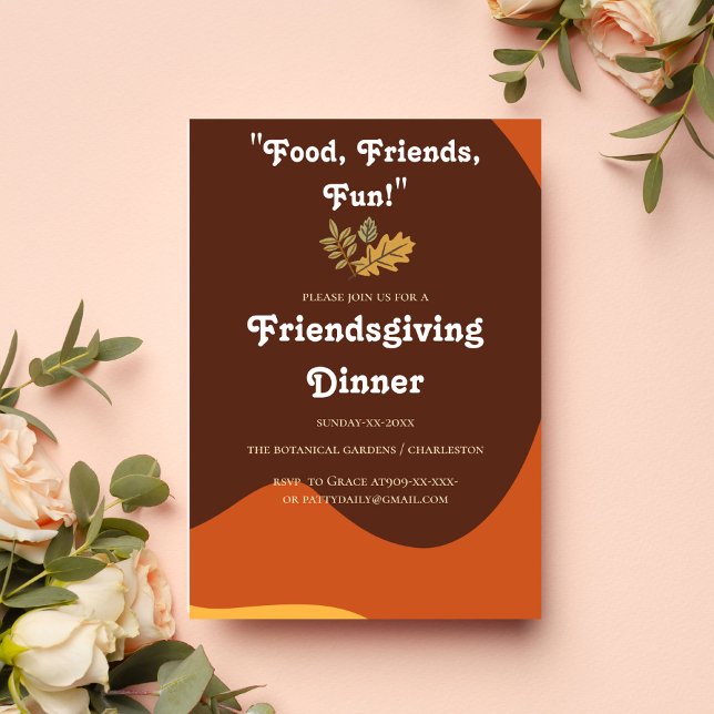 FUNNY RETRO PUMPKIN FRIENDSGIVING INBJUDNINGAR (Skapare uppladdad)