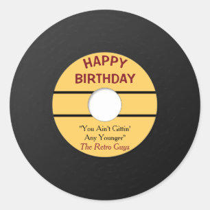Funny Retro Record Birthday Runt Klistermärke