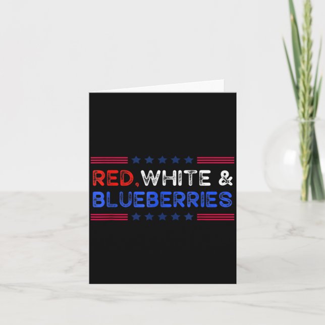 Funny Retro Red, White And Blueberries Patriot  Kort (Framsida)