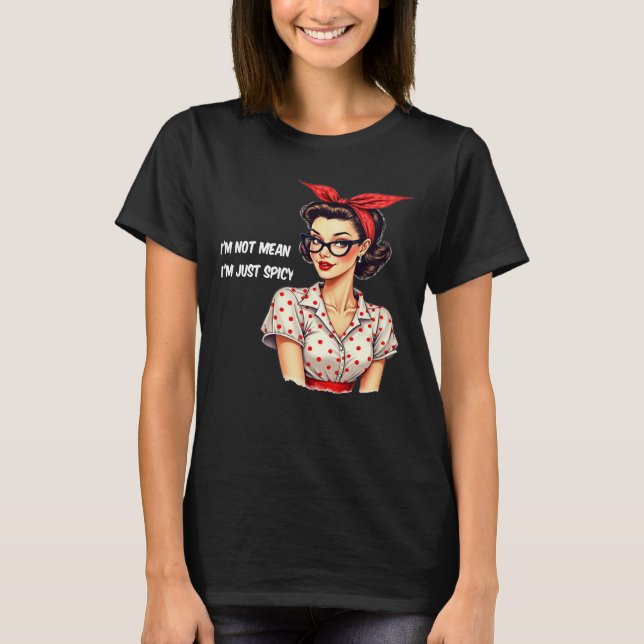 Funny Retro Rockabilly Spicy Woman Tee (Framsida)