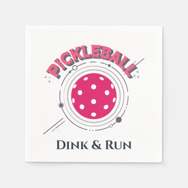 Funny Retro Rosa Dink & Springa Pickleball Pappersservett (Framsidan)