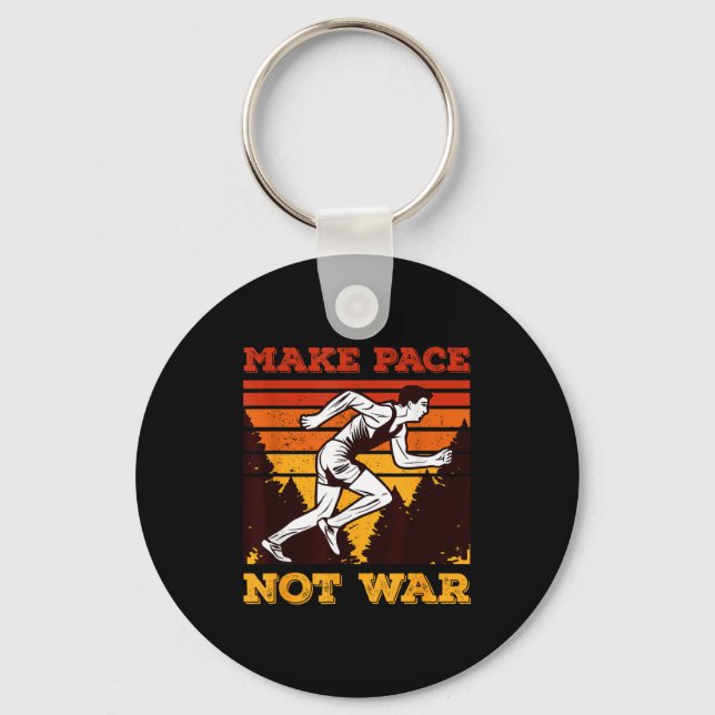 Funny Retro Runner Running Quote Gift - Make Pace  Nyckelring (Framsida)