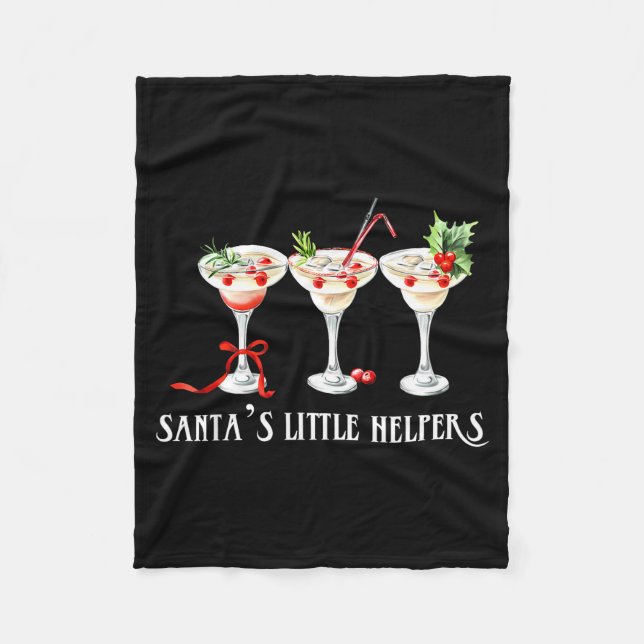 Funny Retro Santa's Little Helper Martini Merry Ch Fleecefilt (Framsidan)