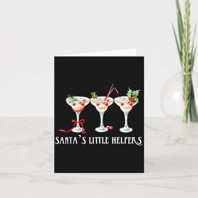 Funny Retro Santa's Little Helper Martini Merry Ch Kort (Framsida)