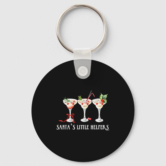 Funny Retro Santa's Little Helper Martini Merry Ch Nyckelring (Framsida)