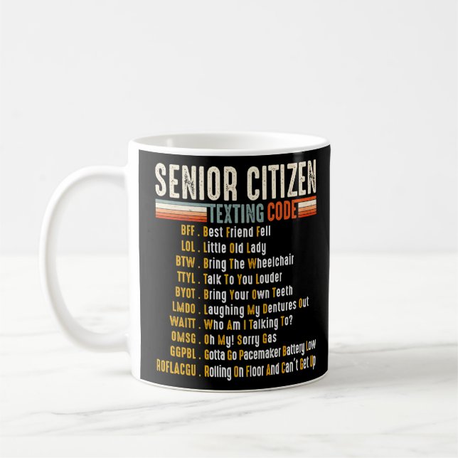Funny Retro Senior Citizen S Textkod 4 Elderl Kaffemugg (Vänster)