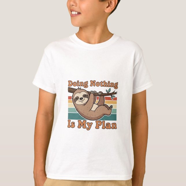 Funny Retro Sloth Kids Graphic T-Shirt (Framsida)