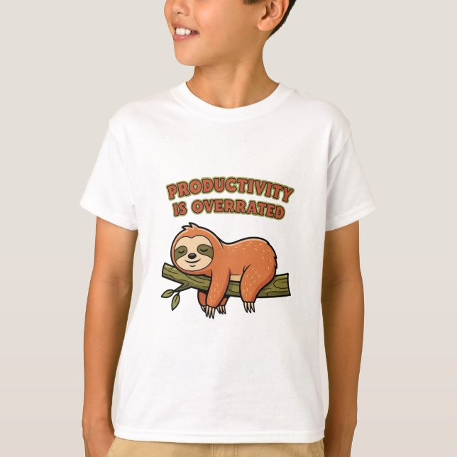 Funny Retro Sloth Kids Graphic T-Shirt (Framsida)