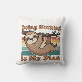 Funny Retro Sloth Square Throw Pillow Kudde