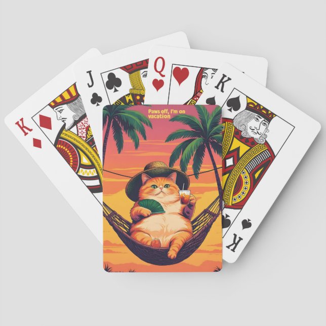 Funny Retro-sommarkattavacation Casinokort (Baksidan)