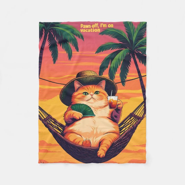 Funny Retro-sommarkattavacation Fleecefilt (Framsidan)