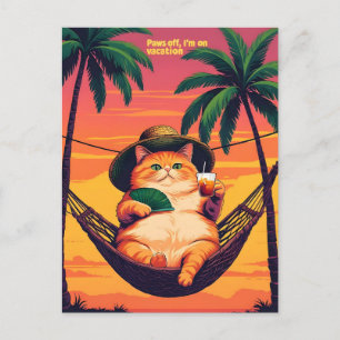 Funny Retro-sommarkattavacation Helg Vykort