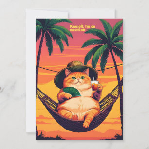 Funny Retro-sommarkattavacation Julkort