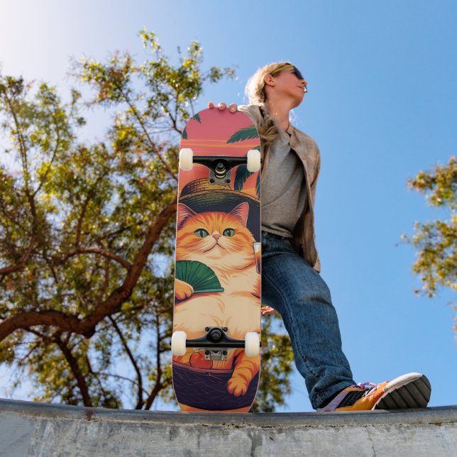 Funny Retro-sommarkattavacation Mini Skateboard Bräda 18,5 Cm (Utomhus 1)