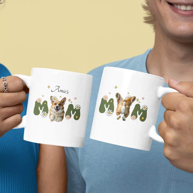 Funny retro Söt Corgi puppy hund mamma Kaffemugg (corgi mug)