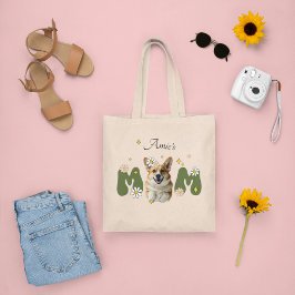 Funny retro söt Corgi puppy-mamma på baksidan Tygkasse