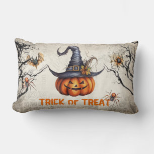 Funny retro spooky Halloween-kardad pumpa Lumbarkudde