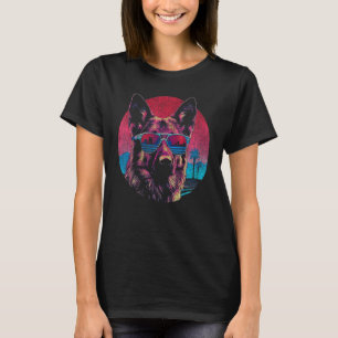 Funny Retro Stil German Shepherd Wearing Sunglass T Shirt