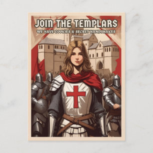 Funny Retro Stil Medieval Templar Knight Humor Vykort