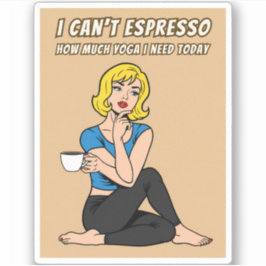 Funny Retro Style Coffee Yoga Humor Pop Art  Klistermärken