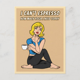 Funny Retro Style Coffee Yoga Humor Pop Art Vykort