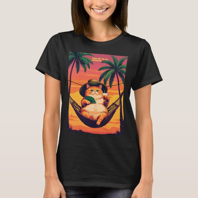 Funny Retro Summer Cat Vacation T Shirt (Framsida)